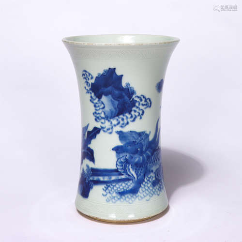 Chinese Blue And White Pattern Porcelain Gu