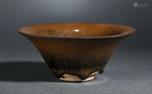 Chinese Jian Ware Porcelain Bowl, Hares-Fur Glazed