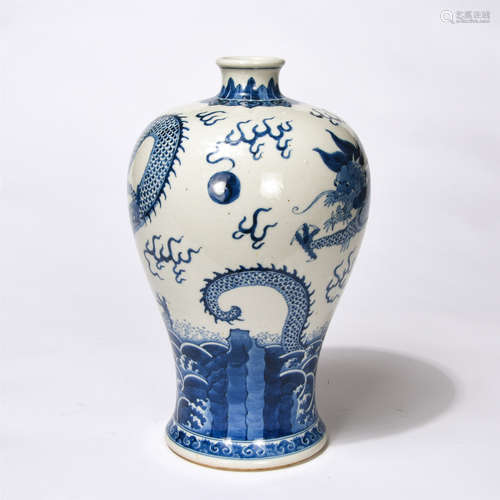 Chinese Blue And White Dragon Pattern Porcelain Meiping