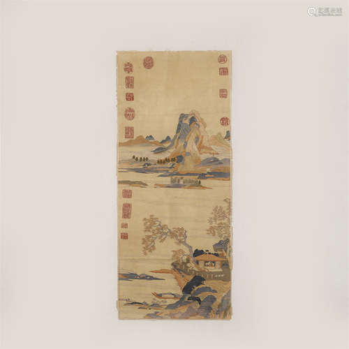 Chinese Silk Tapestry Of Landscape And Figure