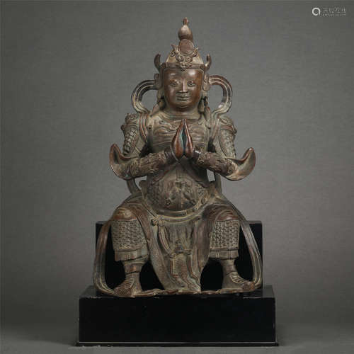 Chinese Bronze Statue Of Seated Guan'gong