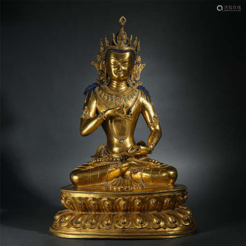 Chinese Gilt Bronze Statue Of A Seated Buddha