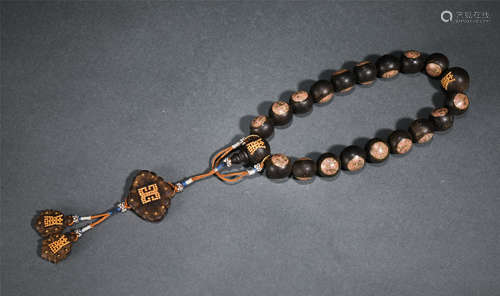 Chinese Agalwood Beads Hand-Hold Rosary With 