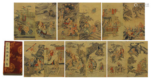 Chinese 12 Pages Painting Album Of Buddhist Arhats