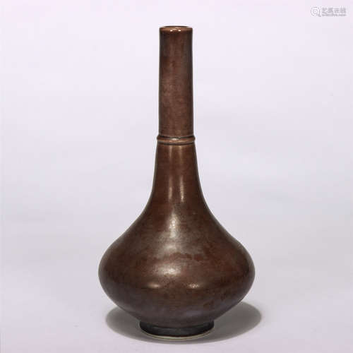 Chinese Cowpea Red Glaze Gallbladder Shape Vase