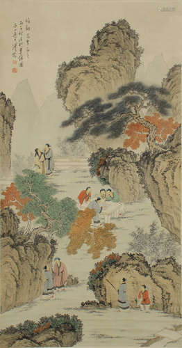 Chinese Painting Of Landscape And Figures