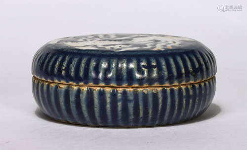 Chinese Blue Glaze Double White Phoenix Ink Pad Box