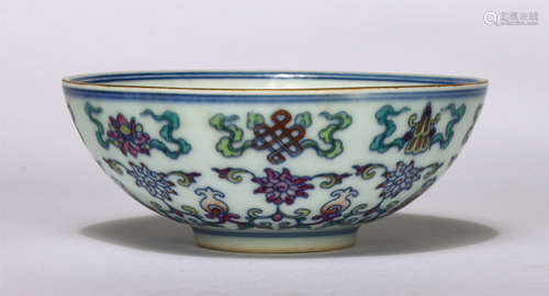 Chinese Blue White Doucai Flower Pattern Bowl