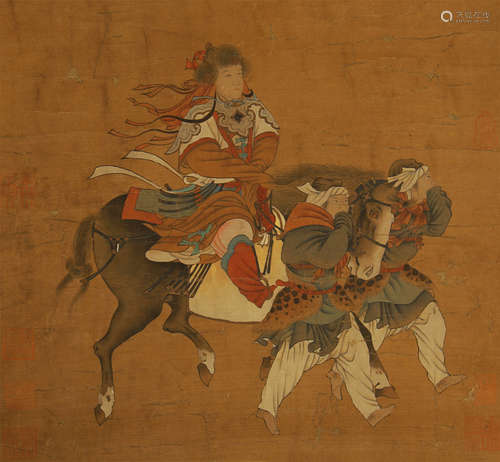 Chinese Painting Of Figures And Horse