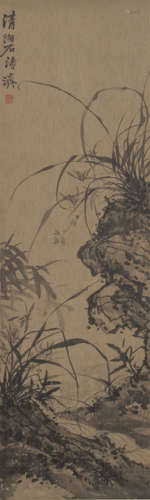 Chinese Ink And Wash Painting Of Orchids