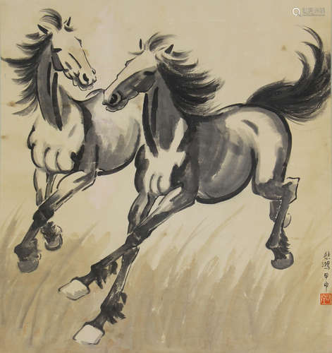 Chinese Painting Of Running Steeds