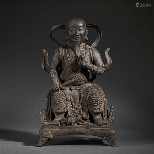 Chinese Bronze Statue Of Seated Zhenwu Tati (A Taoist Immortal)