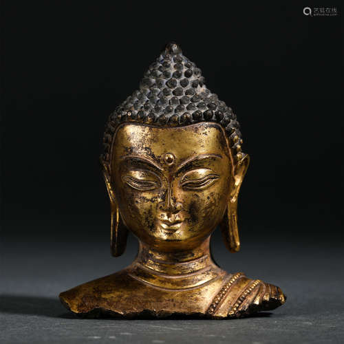 Chinese Gilt Bronze Buddha's Head