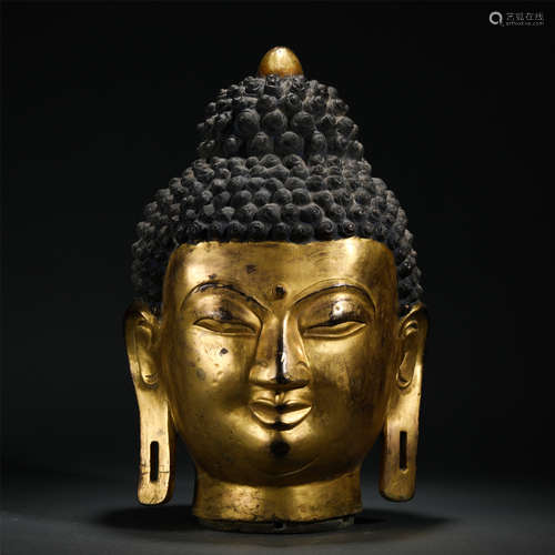 Chinese Gilt Bronze Buddha's Head