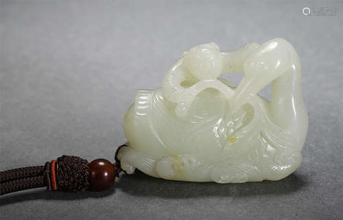 Chinese Hetian Jade Hand Piece, With Auspicious Animal Design