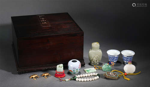 Set Of Chinese Hand Hold Curios, With Box