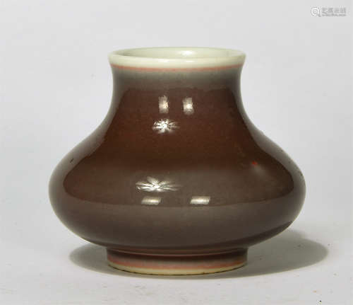 Chinese Pork Liver Red Glaze Small Porcelain Zun