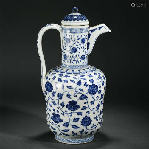 Chinese Blue White Flower Pattern Porcelain Pot