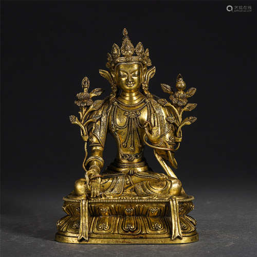 Chinese Gilt Bronze Seated Tibetan Buddha Statue