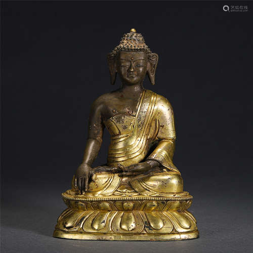 Chinese Gilt Bronze Seated Tibetan Buddha Statue