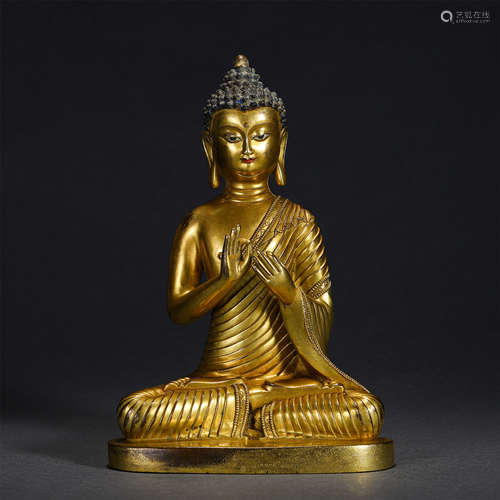 Chinese Gilt Bronze Seated Tibetan Buddha Statue