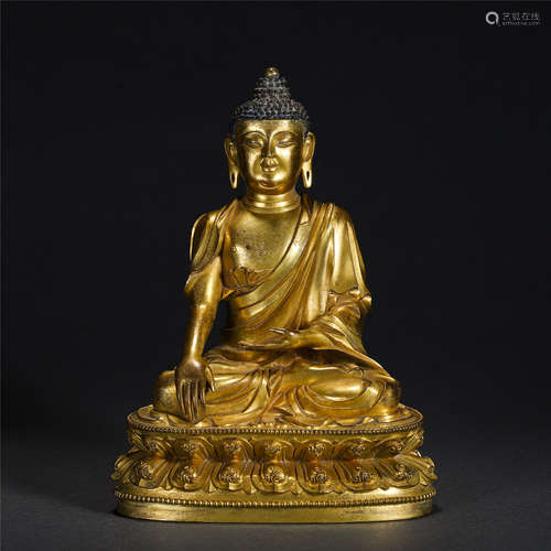 Chinese Gilt Bronze Seated Tibetan Buddha Statue