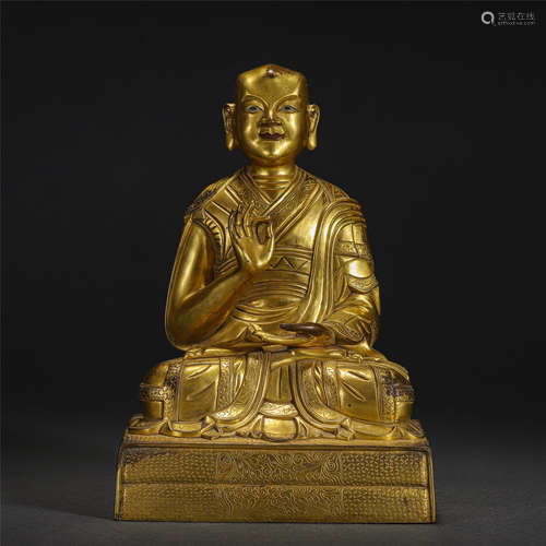 Chinese Gilt Bronze Seated Buddha Statue