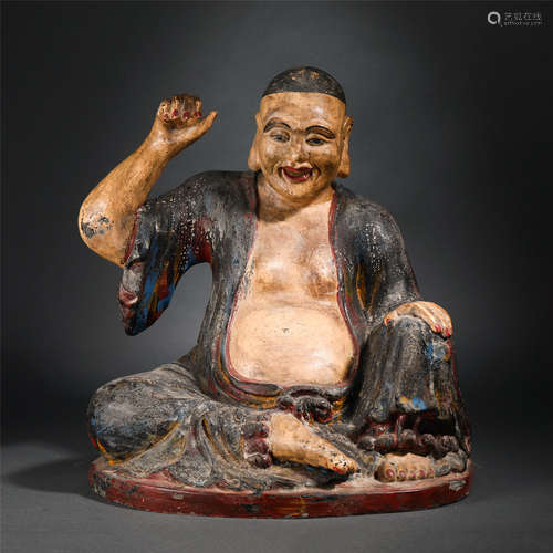 Chinese Color-Painted Bronze Figurine Of A Seated Figure