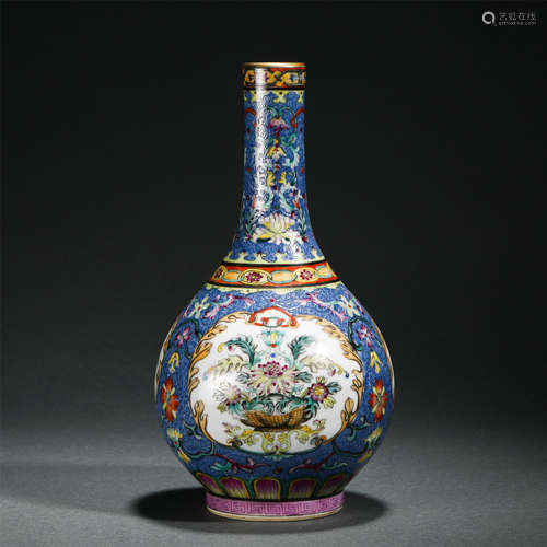 Chinese Enamel-Painted Flower Pattern Porcelain Vase