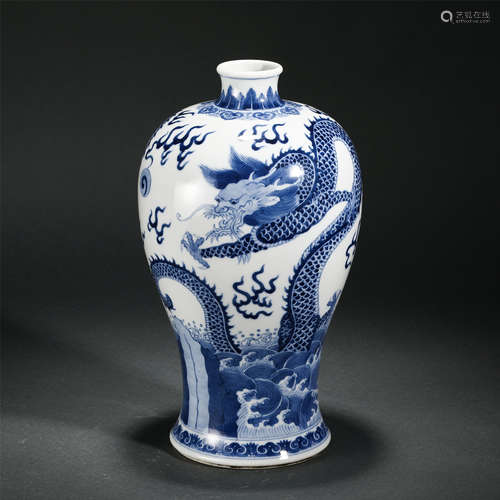 Chinese Blue White Dragon Pattern Porcelain Meiping