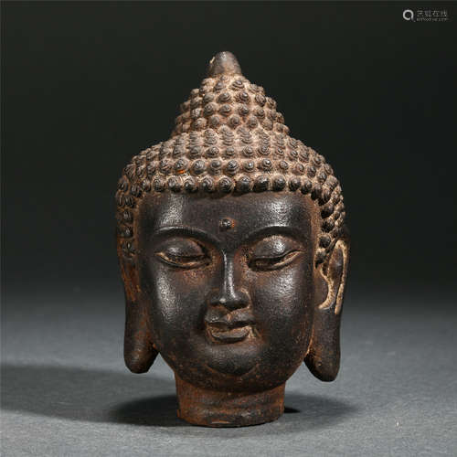 Chinese Iron Carved Buddha Head