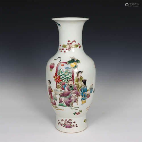 Chinese Famille Rose Figures Story Porcelain Vase