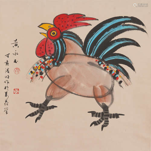 Chinese Painting Hanging Scroll Of Auspicious Rooster