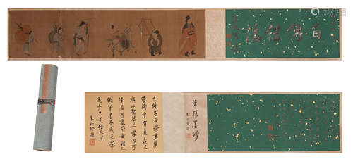 Chinese Painting Handscroll Of Figure Story With Inscriptions