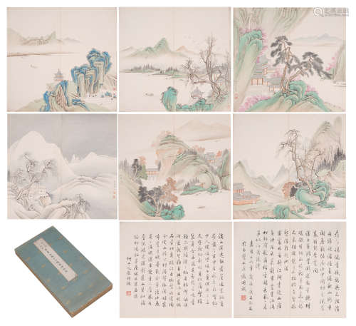 Chinese Painting Album Of Landscapes With Inscriptions