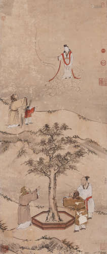 Chinese Painting Hanging Scroll Of Mythical Figure Story