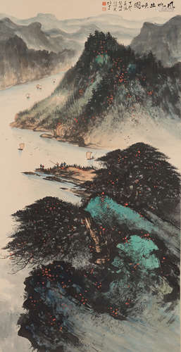 Chinese Hanging Scroll Painting Of Landscape