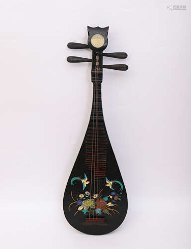 Chinese Red Sandalwood Inlaid Gems Pipa (Chinese Lute)