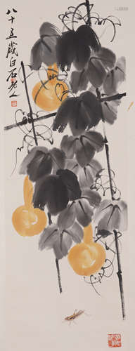 Chinese Painting Hanging Scroll Of Gourds