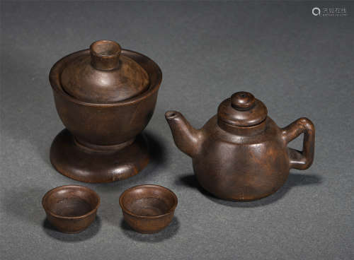A Set Of Five Chinese Agarwood Tea Set