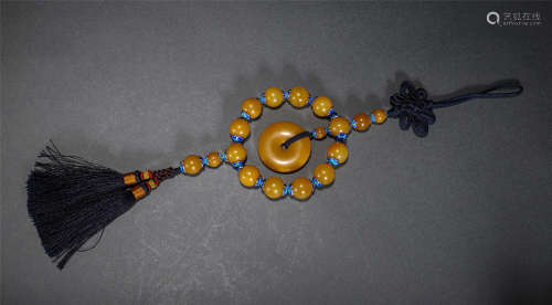 Chinese Yellow Soap Stone Beads Hand-Hold Rosary