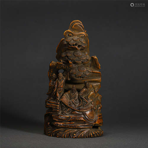 Chinese Bamboo Carved Figure Story Ornament