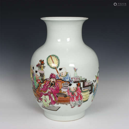 Chinese Famille Rose Figures Story Porcelain Vase