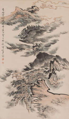 Chinese Painting Hanging Scroll Of Mountain Scenery