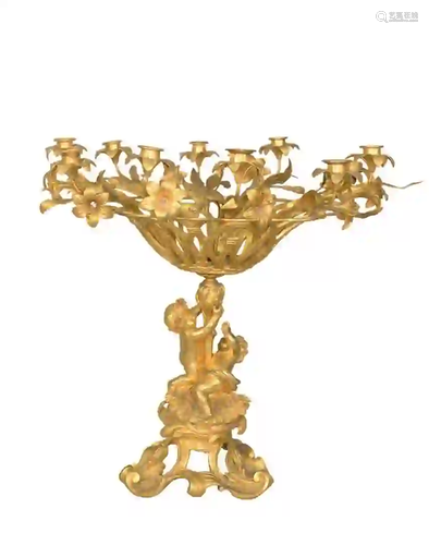 Large French Gilt Bronze Centerpiece having flower