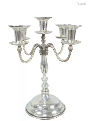 Sterling Silver Five Light Candelabra on round base