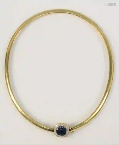 Omega 18 Karat Gold Necklace having slide set with blue