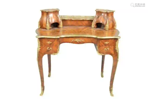 Louis XV Style Writing Desk having double cabinet top,
