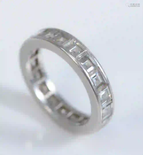 Platinum Channel Band set with square cut diamonds