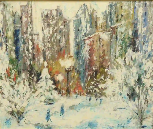 Georges Cyr (French, 1880 - 1964) Paris Snow Scene oil